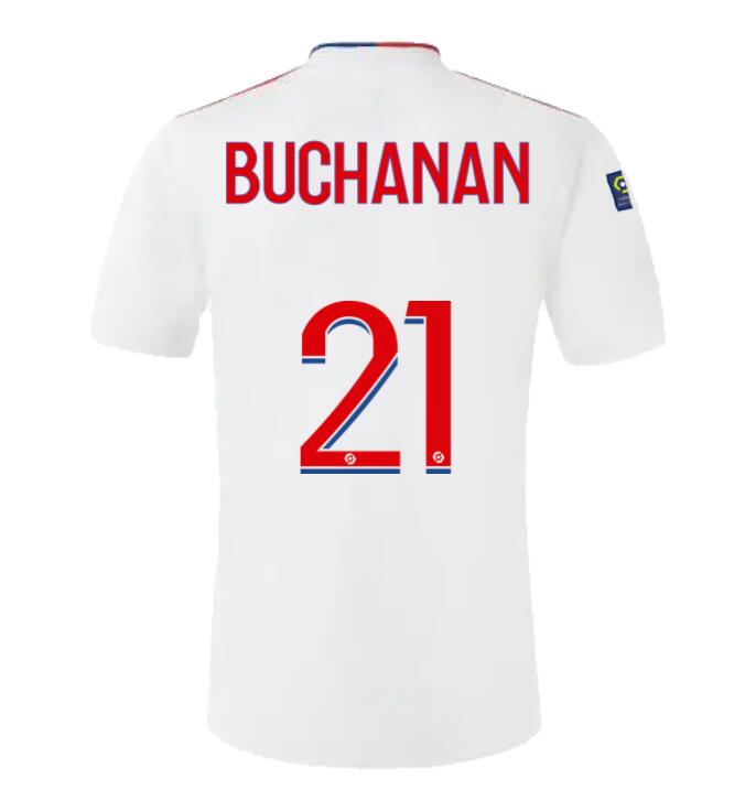 2021/22 Olympique Lyonnais Home Kit Soccer Jersey with BUCHANAN 21 printing